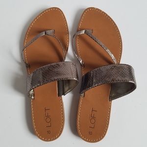 Ann Taylor LOFT Metallic Silver Flip Flop Sandals